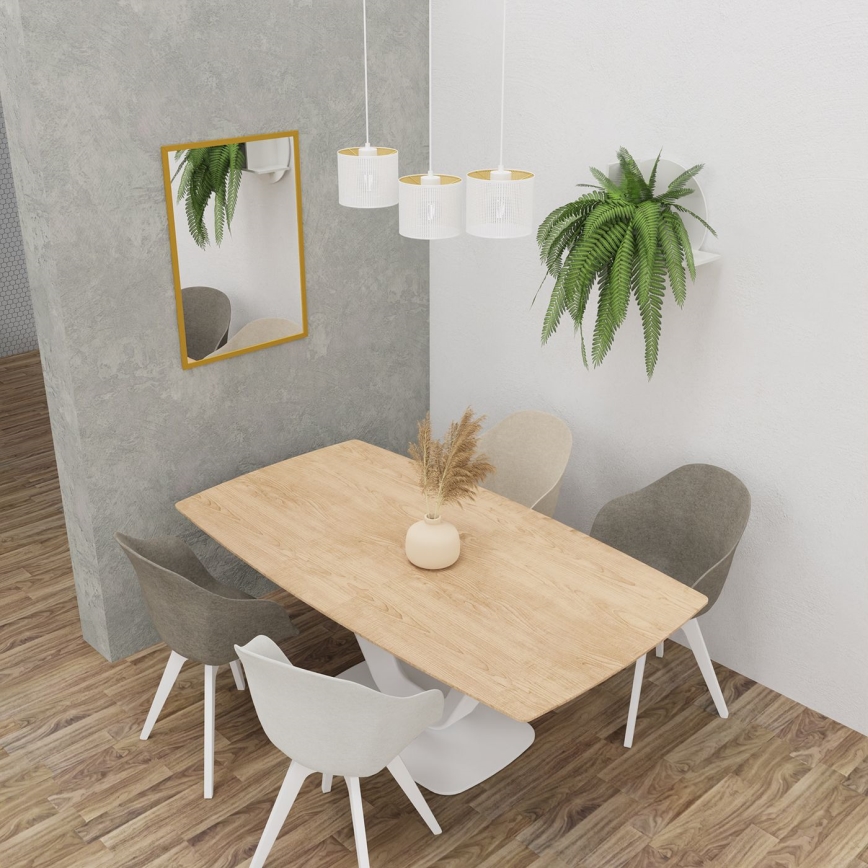 Pendel LOFT SHADE 3xE27/60W/230V hvid/gylden