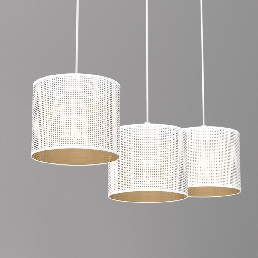 Pendel LOFT SHADE 3xE27/60W/230V hvid/gylden