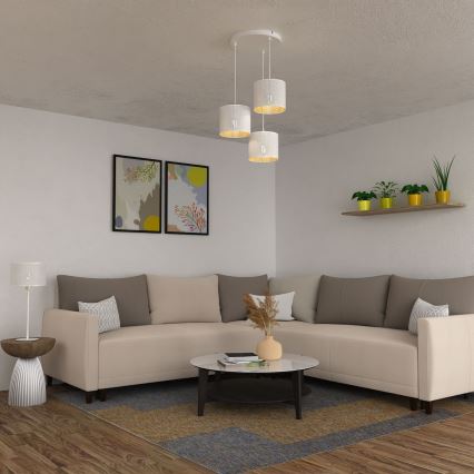 Pendel LOFT SHADE 3xE27/60W/230V hvid/gylden