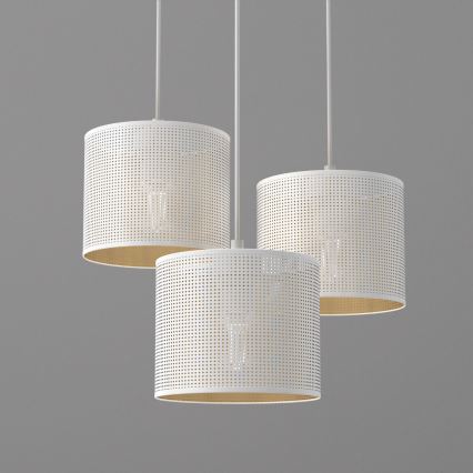 Pendel LOFT SHADE 3xE27/60W/230V hvid/gylden
