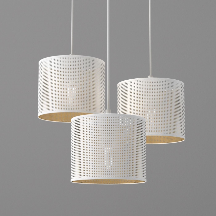 Pendel LOFT SHADE 3xE27/60W/230V hvid/gylden