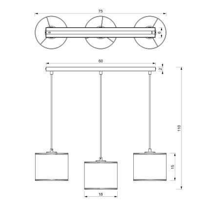 Pendel LOFT SHADE 3xE27/60W/230V sort