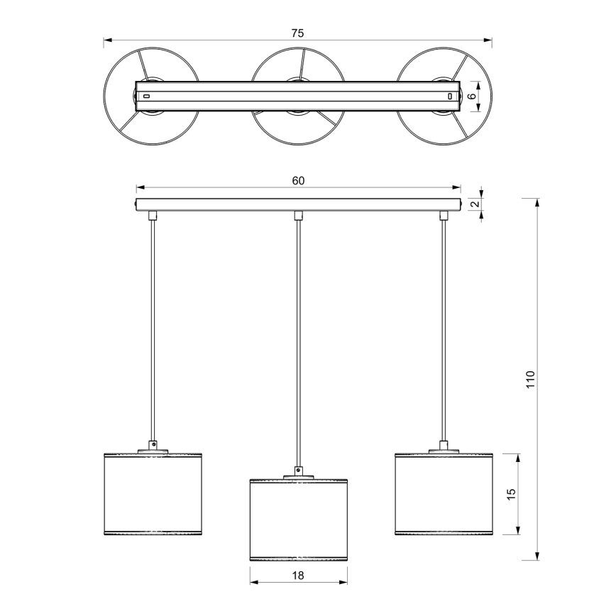 Pendel LOFT SHADE 3xE27/60W/230V sort