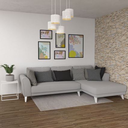 Pendel LOFT SHADE 5xE27/60W/230V hvid/gylden
