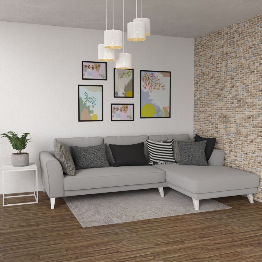 Pendel LOFT SHADE 5xE27/60W/230V hvid/gylden