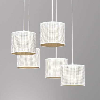 Pendel LOFT SHADE 5xE27/60W/230V hvid/gylden
