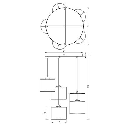 Pendel LOFT SHADE 5xE27/60W/230V hvid/gylden