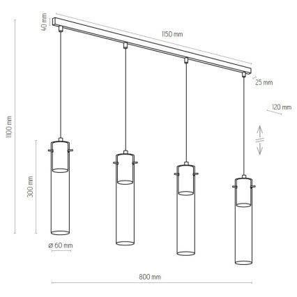 Pendel LOOK GRAPHITE 4xGU10/10W/230V