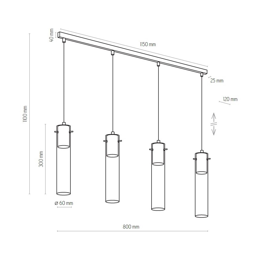 Pendel LOOK GRAPHITE 4xGU10/10W/230V