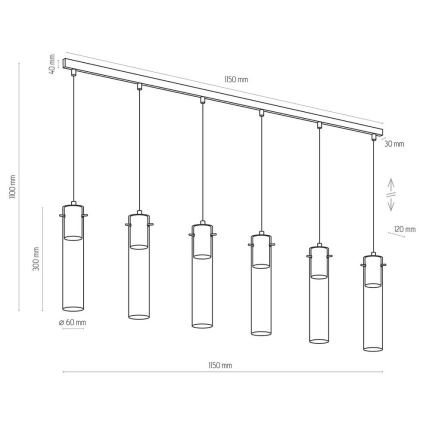 Pendel LOOK GRAPHITE 6xGU10/10W/230V