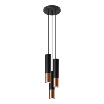 Pendel LOOPEZ 3xGU10/10W/230V rund sort/kobber
