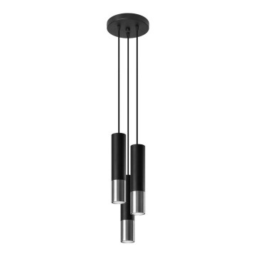 Pendel LOOPEZ 3xGU10/10W/230V rund sort/skinnende krom
