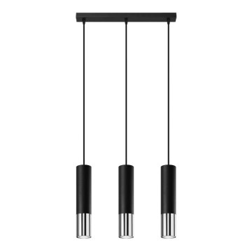 Pendel LOOPEZ 3xGU10/10W/230V sort/skinnende krom