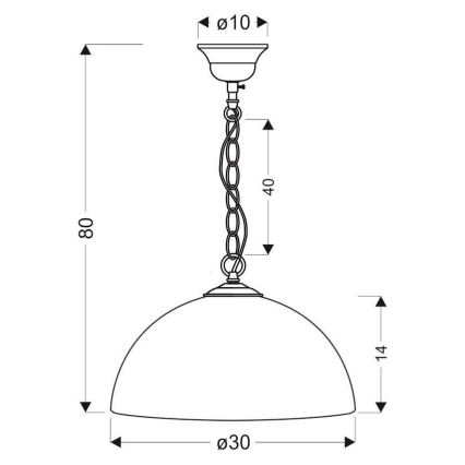 Pendel m. kædeophæng SUGAR 1xE27/60W/230V hvid/gylden