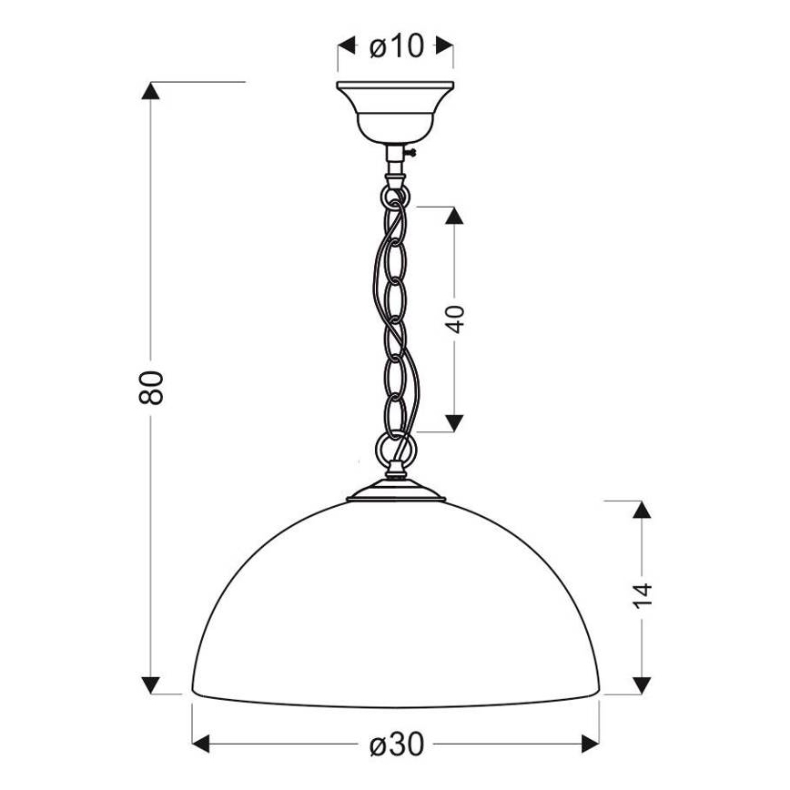 Pendel m. kædeophæng SUGAR 1xE27/60W/230V hvid/gylden