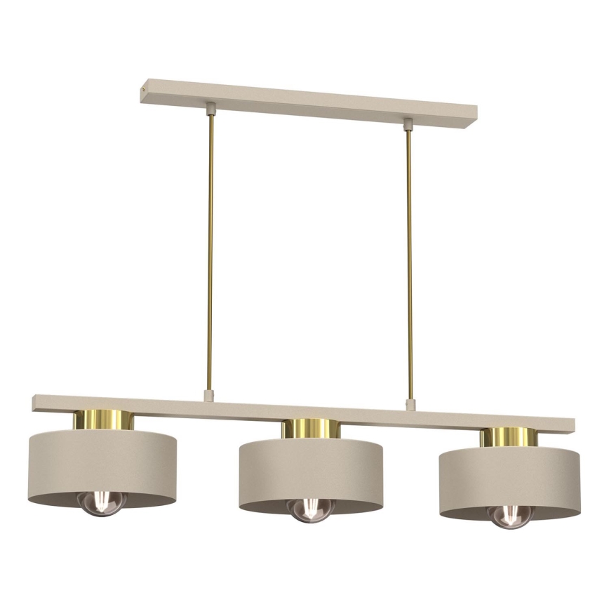 Pendel MARTI 3xE27/15W/230V beige/guldfarvet