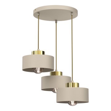 Pendel MARTI 3xE27/15W/230V beige/guldfarvet