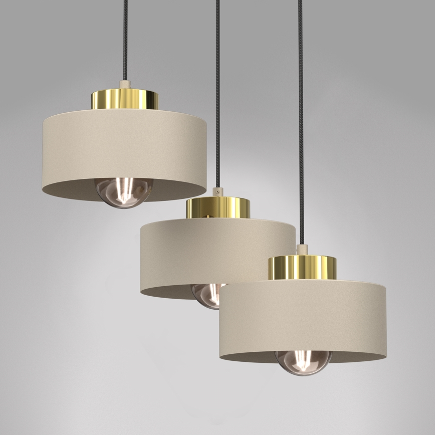 Pendel MARTI 3xE27/15W/230V beige/guldfarvet
