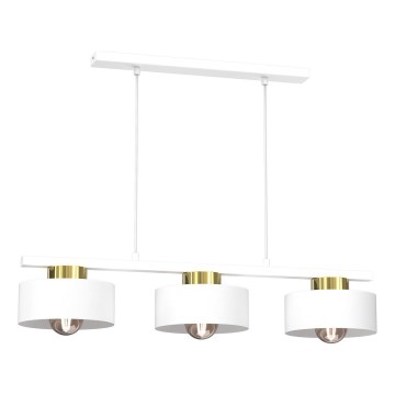 Pendel MARTI 3xE27/15W/230V hvid/guldfarvet