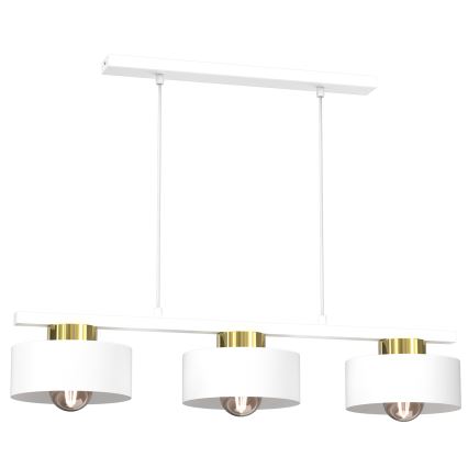 Pendel MARTI 3xE27/15W/230V hvid/guldfarvet