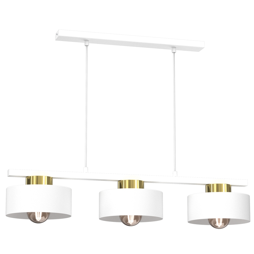 Pendel MARTI 3xE27/15W/230V hvid/guldfarvet
