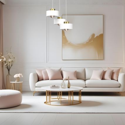 Pendel MARTI 3xE27/15W/230V hvid/guldfarvet