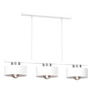 Pendel MARTI 3xE27/15W/230V hvid/skinnende krom