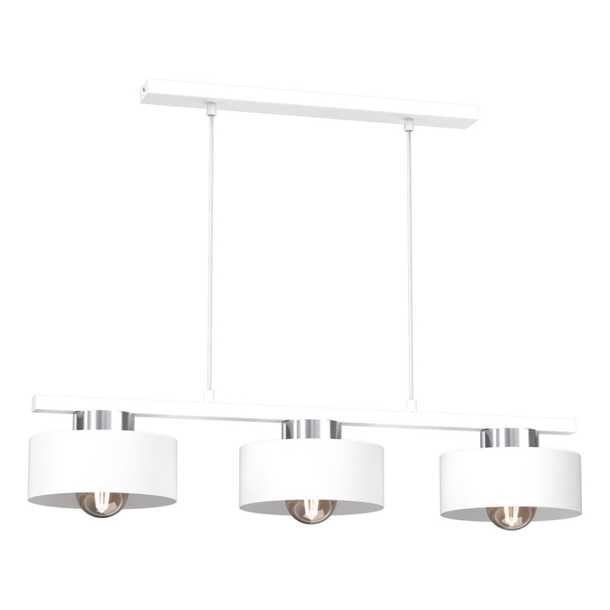 Pendel MARTI 3xE27/15W/230V hvid/skinnende krom
