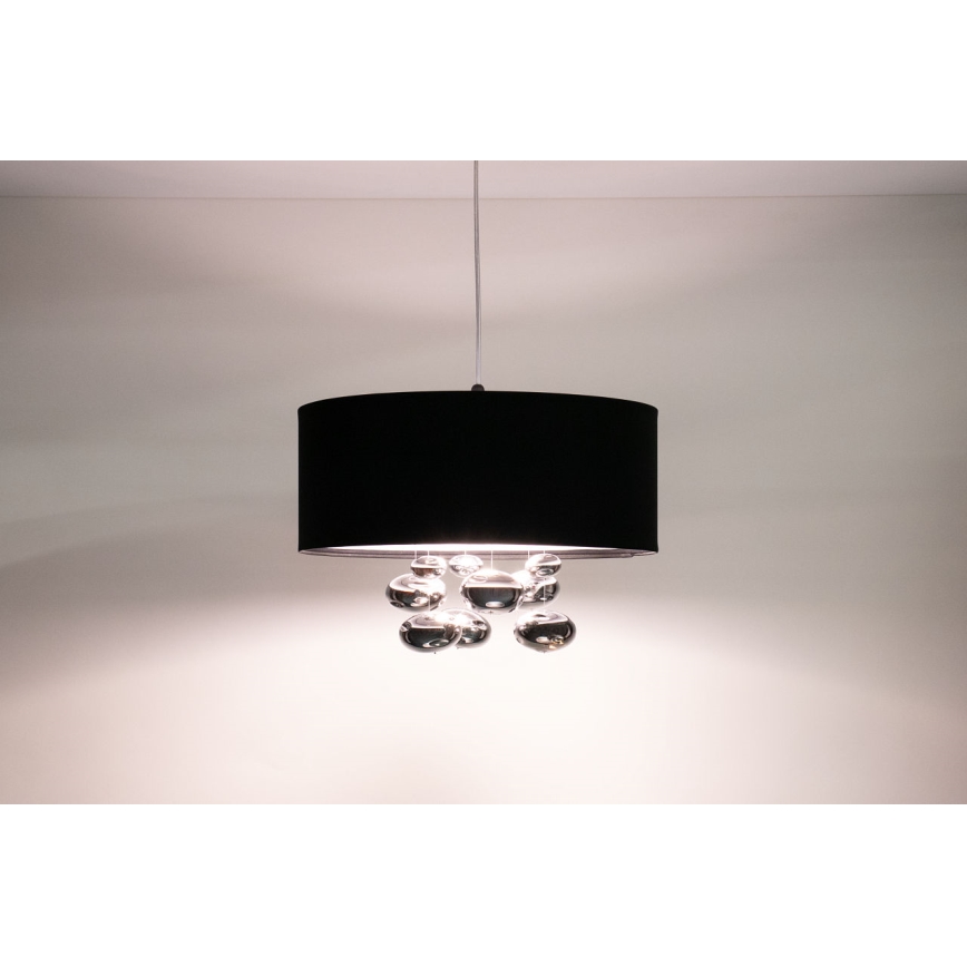 Pendel med kabel BUBBLE 1xE27/60W/230V Ø 50 cm sort