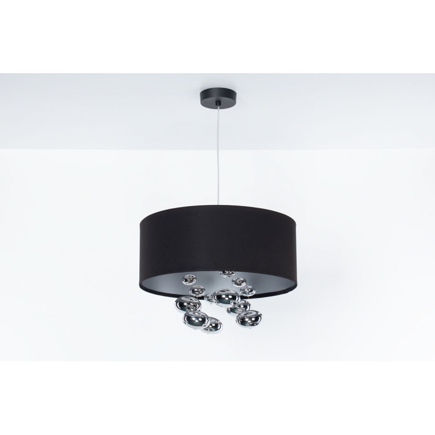 Pendel med kabel BUBBLE 1xE27/60W/230V Ø 50 cm sort
