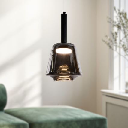 Pendel med kabel BUENO 1xGX53/9W/230V Ø 18 cm røgfarvet sort