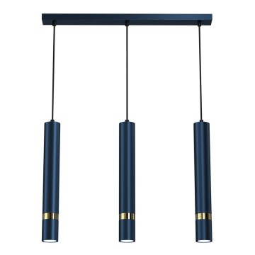 Pendel med kabel JOKER 3xGU10/25W/230V blå/guld