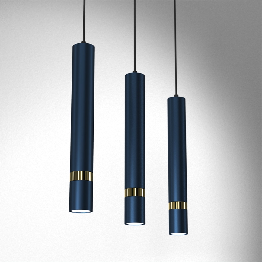 Pendel med kabel JOKER 3xGU10/25W/230V blå/guld