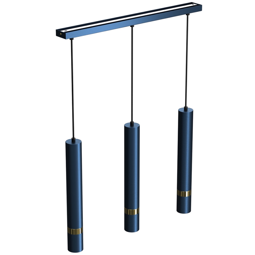 Pendel med kabel JOKER 3xGU10/25W/230V blå/guld