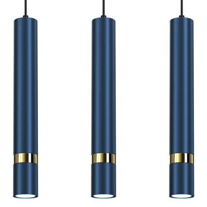 Pendel med kabel JOKER 3xGU10/25W/230V blå/guld