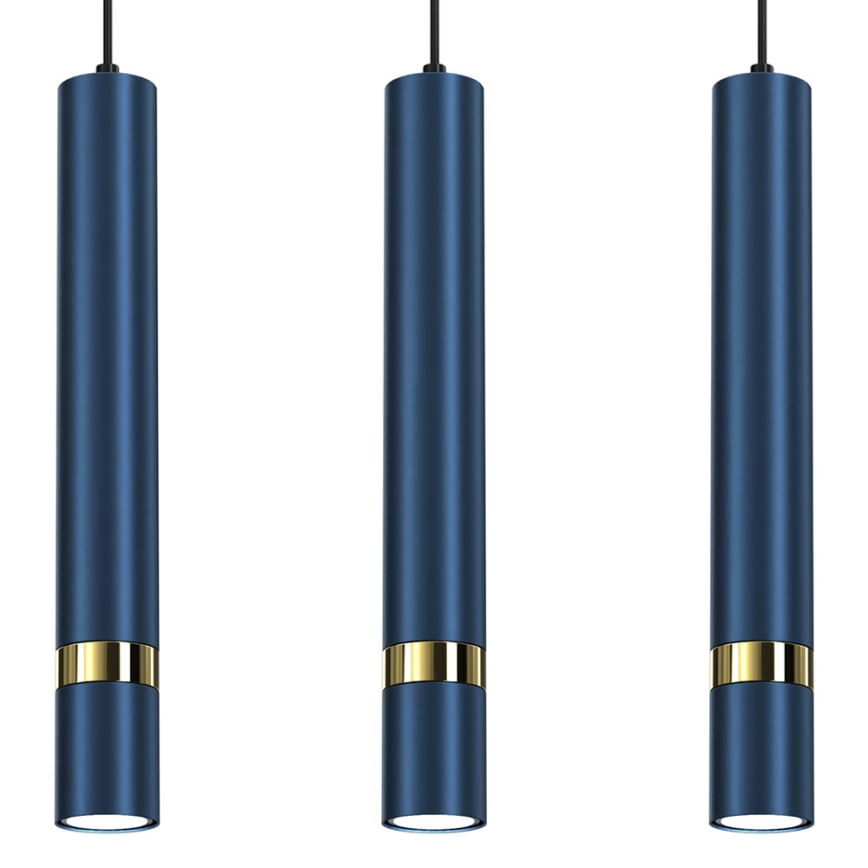 Pendel med kabel JOKER 3xGU10/25W/230V blå/guld