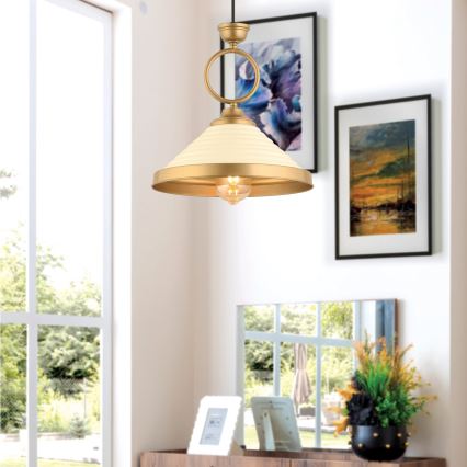 Pendel med kabel MONZA 1xE27/40W/230V Ø 30 cm creme/bronze