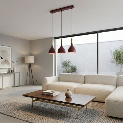 Pendel med kabel NOAK 3xE27/15W/230V bordeaux