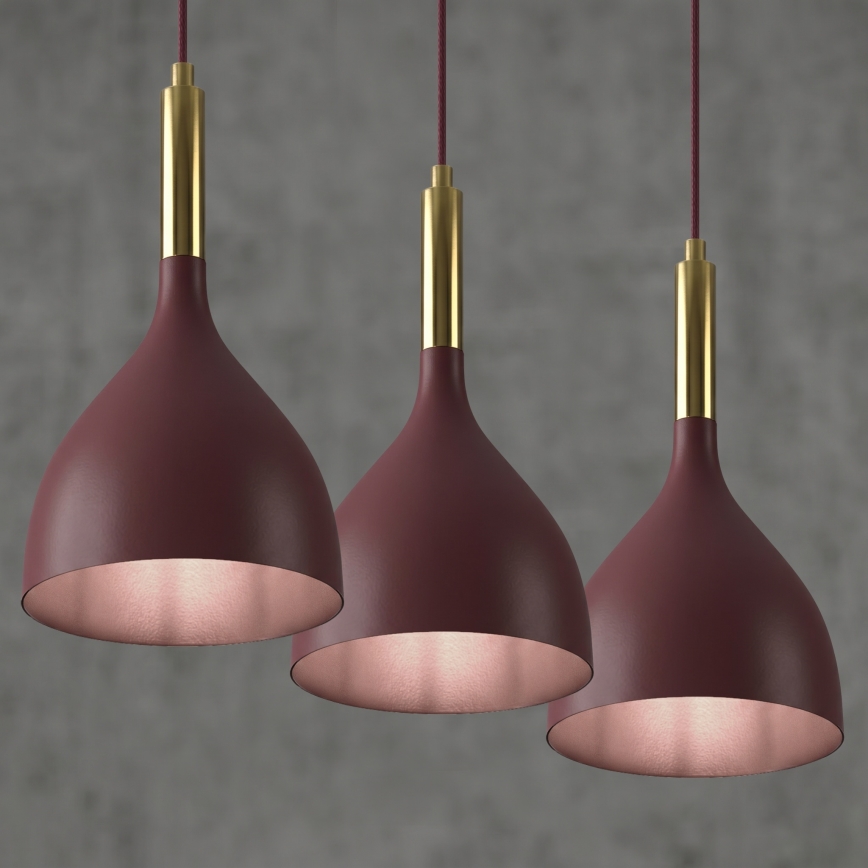 Pendel med kabel NOAK 3xE27/15W/230V bordeaux