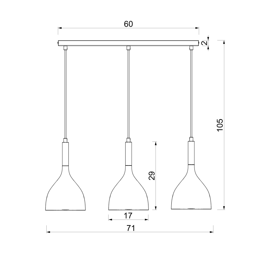 Pendel med kabel NOAK 3xE27/15W/230V bordeaux