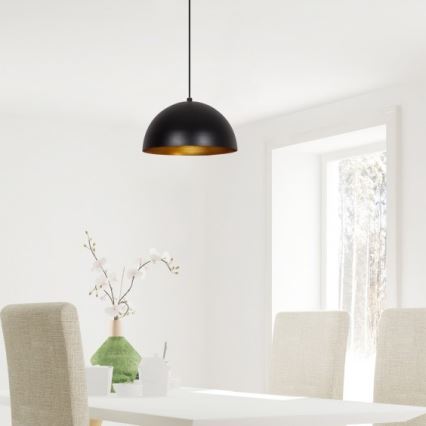 Pendel med kabel SIVANI 1xE27/40W/230V Ø 30 cm sort/kobber