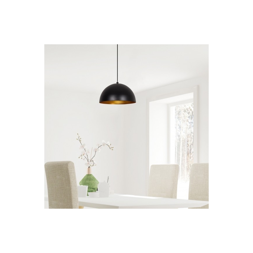 Pendel med kabel SIVANI 1xE27/40W/230V Ø 30 cm sort/kobber