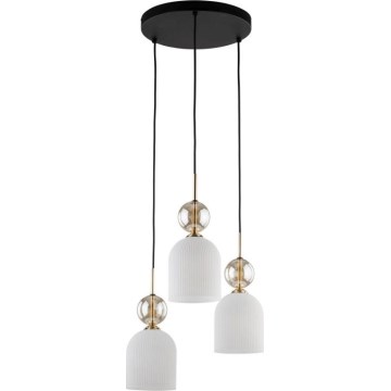Pendel med kabel SOPHIA 3xE14/10W/230V sort/røgfarvet beige/hvid