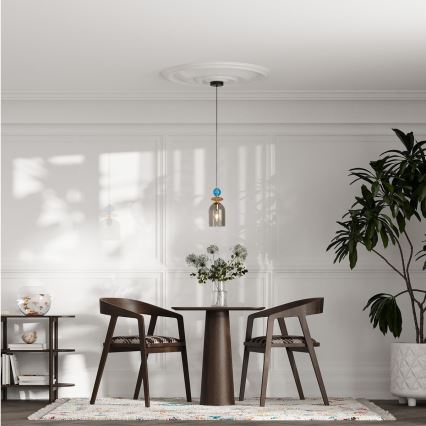 Pendel med kabel TROPEA 1xE27/15W/230V sort/røgblå/beige