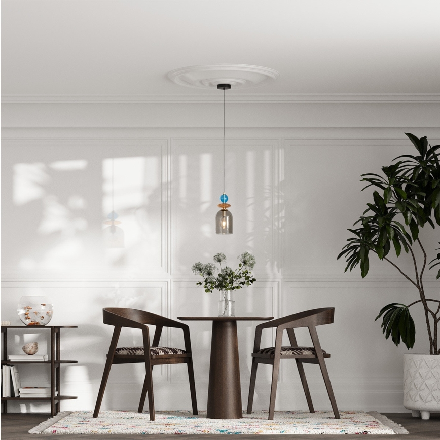 Pendel med kabel TROPEA 1xE27/15W/230V sort/røgblå/beige