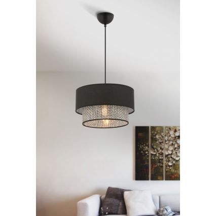 Pendel med kabelophæng ECHO 1xE27/60W/230V sort/grå