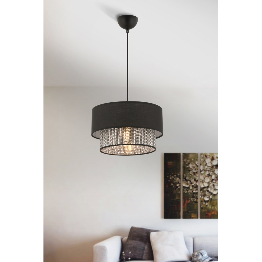 Pendel med kabelophæng ECHO 1xE27/60W/230V sort/grå