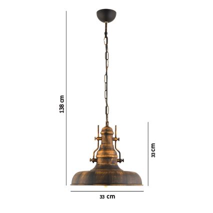 Pendel med kædeophæng 1xE27/40W/230V bronze