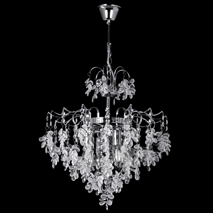 Pendel med kædeophæng 4xE14/60W/230V diameter 40 cm skinnende krom