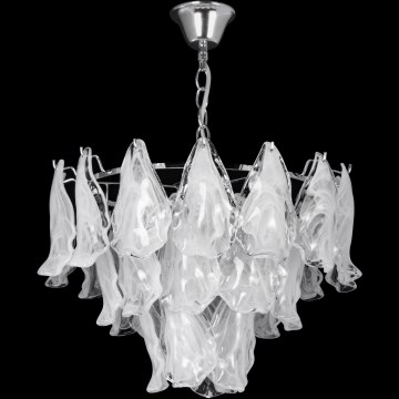 Pendel med kædeophæng 4xE27/60W/230V diameter 40 cm skinnende krom/hvid